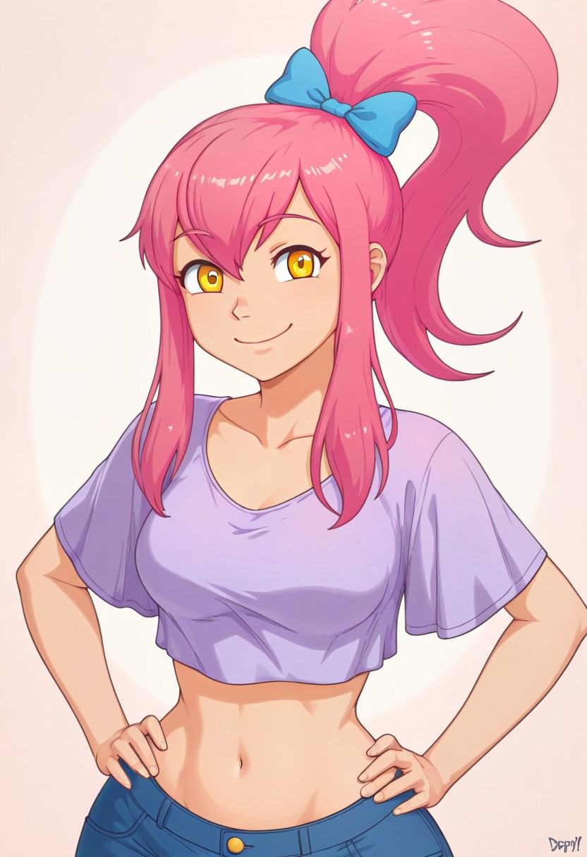 Sunny,  Solo,  1 girl with pink hair on Tensor.Art