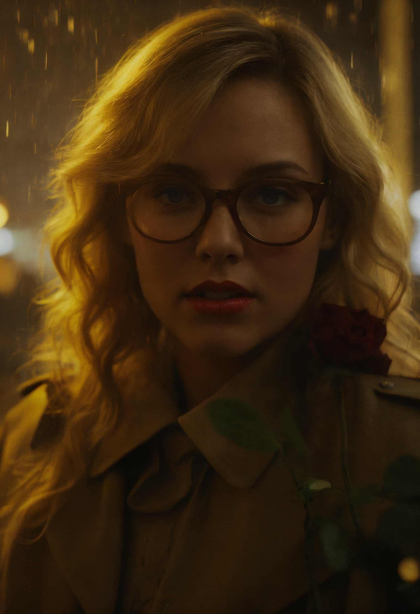K3NDR4N,  In a gritty,  noir-inspired scene set in the rain-drenched streets of 1940s New York City on Tensor.Art
