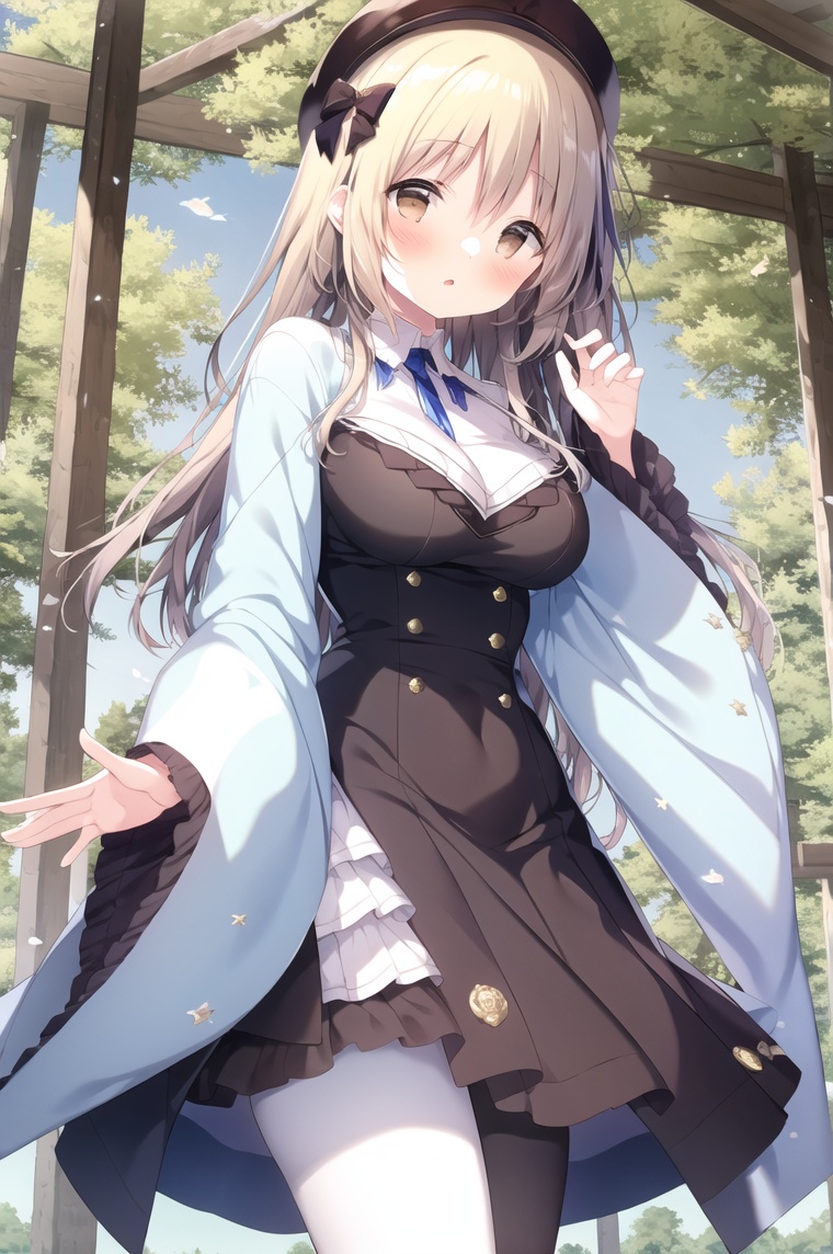 1girl,solo,standing,dress,outdoors,<lora:killer可爱画风v2v1.0-000010:0.7>,<lora:xiushouv2-01>,, (masterpiece, best quality:1.4),finely detailed,1girl,solo,pale skin,perfect body,standing,(large breasts:1.3),(cowboy_shot:1.2),