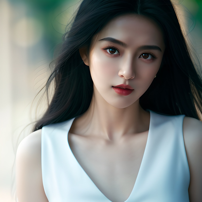 1girl,white top,(full body:1.1), (perfect eyes, beautiful face and black eyes:1.3, natural skin), (details:1.1), photorealistic, ultra realistic,32k,RAW photo, 8k uhd, dslr, high quality, film grain,, A photograph showcasing Zhang Jingna's style,(Zhang Jingna's signature style),ethereal and dreamlike subjects,rich and nuanced color palettes,(emotional depth),elegant compositions,artistic lighting, <lora:柒月-超真实高级脸美女:0.8>