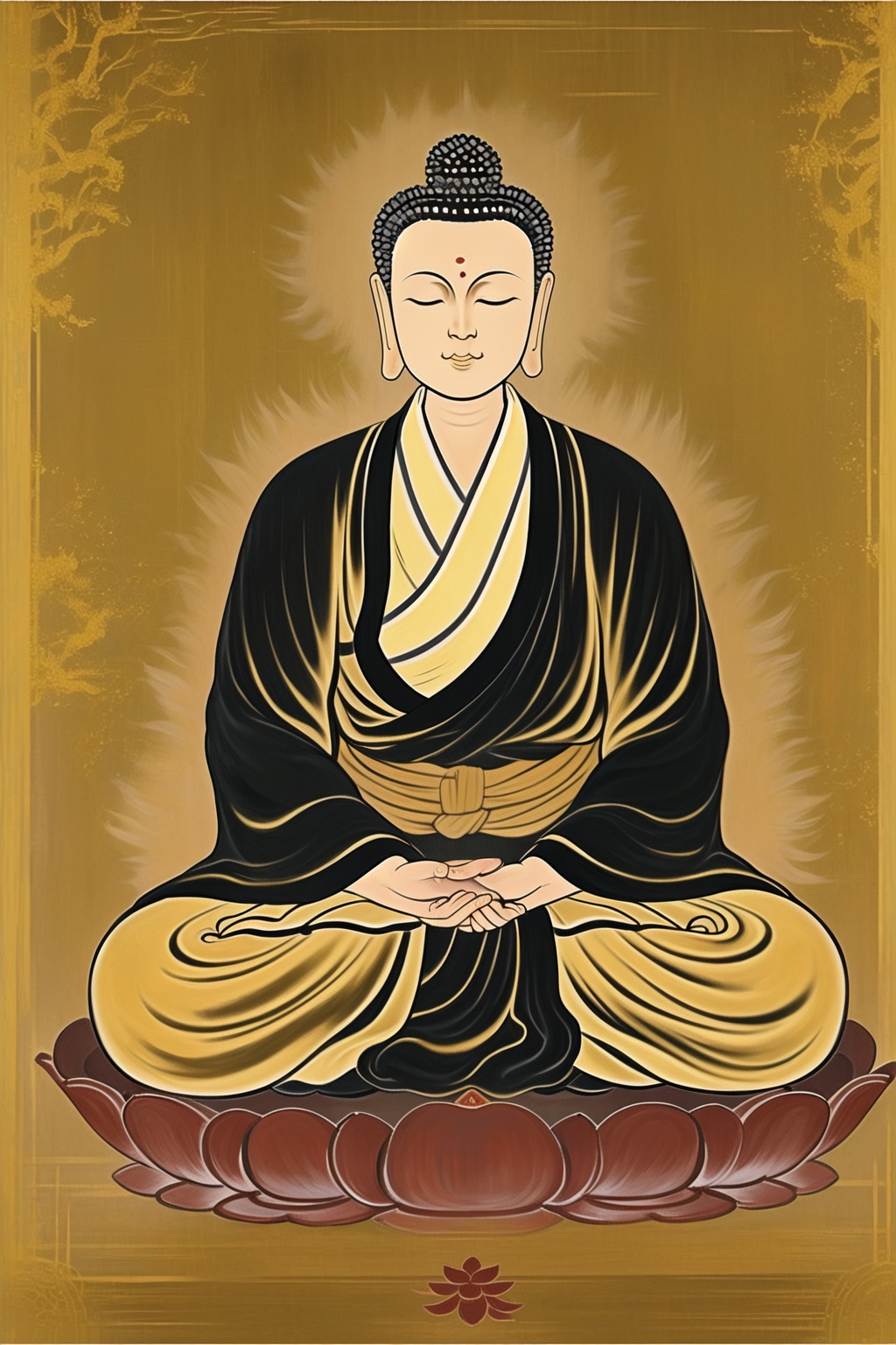 ycbh,solo,sitting,closed eyes,Zen,Zen,Buddhism,<lora:ycbh4:0.8>,