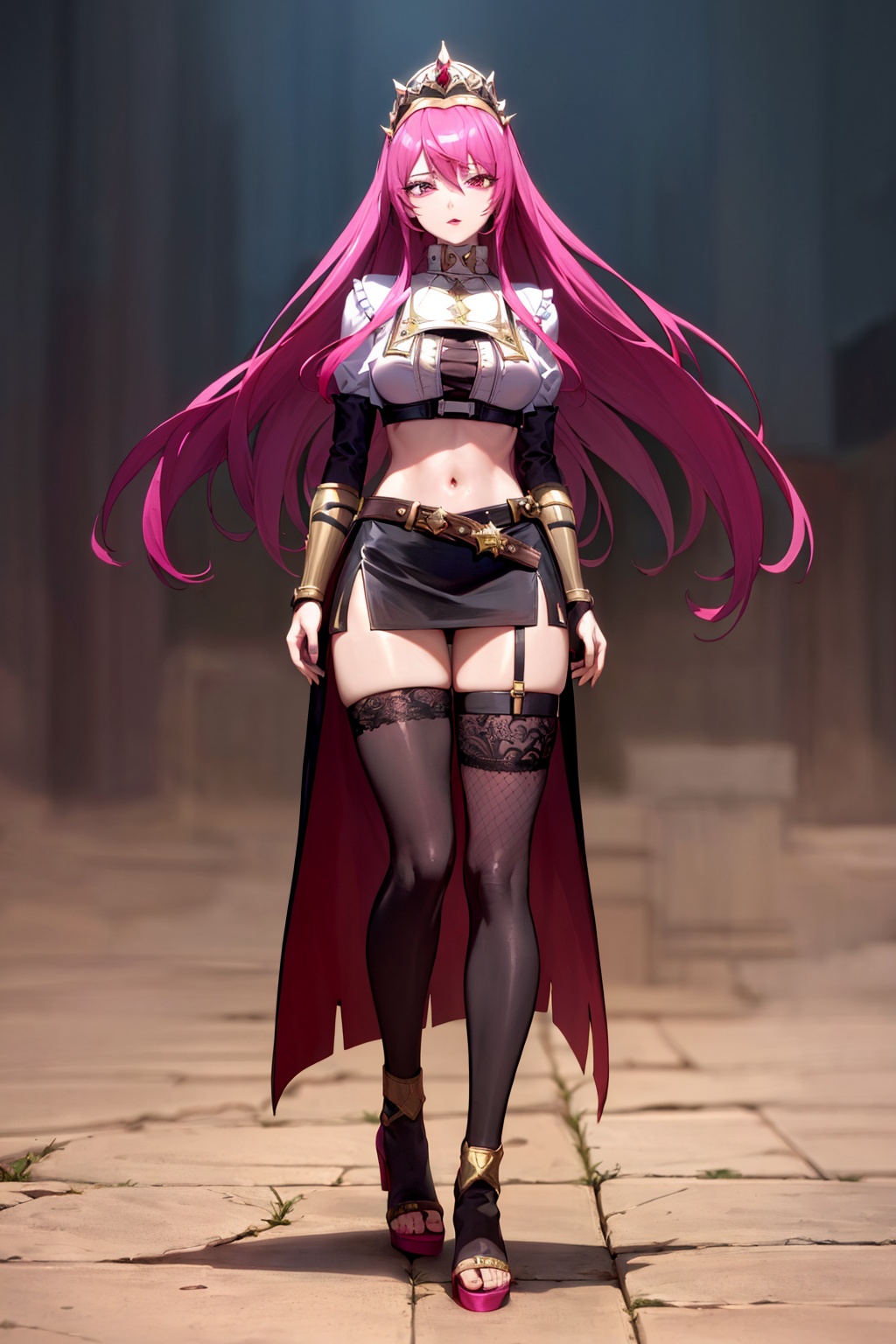 an accurate and detailed full body shot of a young ***** female character named Rosaltis,  a determined and mysterious aur...