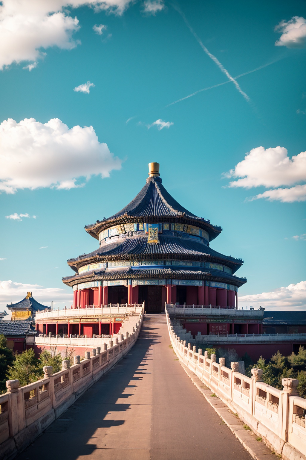 <lora:故宫(5):0.8>,gugong,sky,cloud,sky,blue sky,scenery,East Asian architecture,architecture,Forbidden City,road,8K,photography Wilight W resolution,<lora:shou-v50:0.5>,