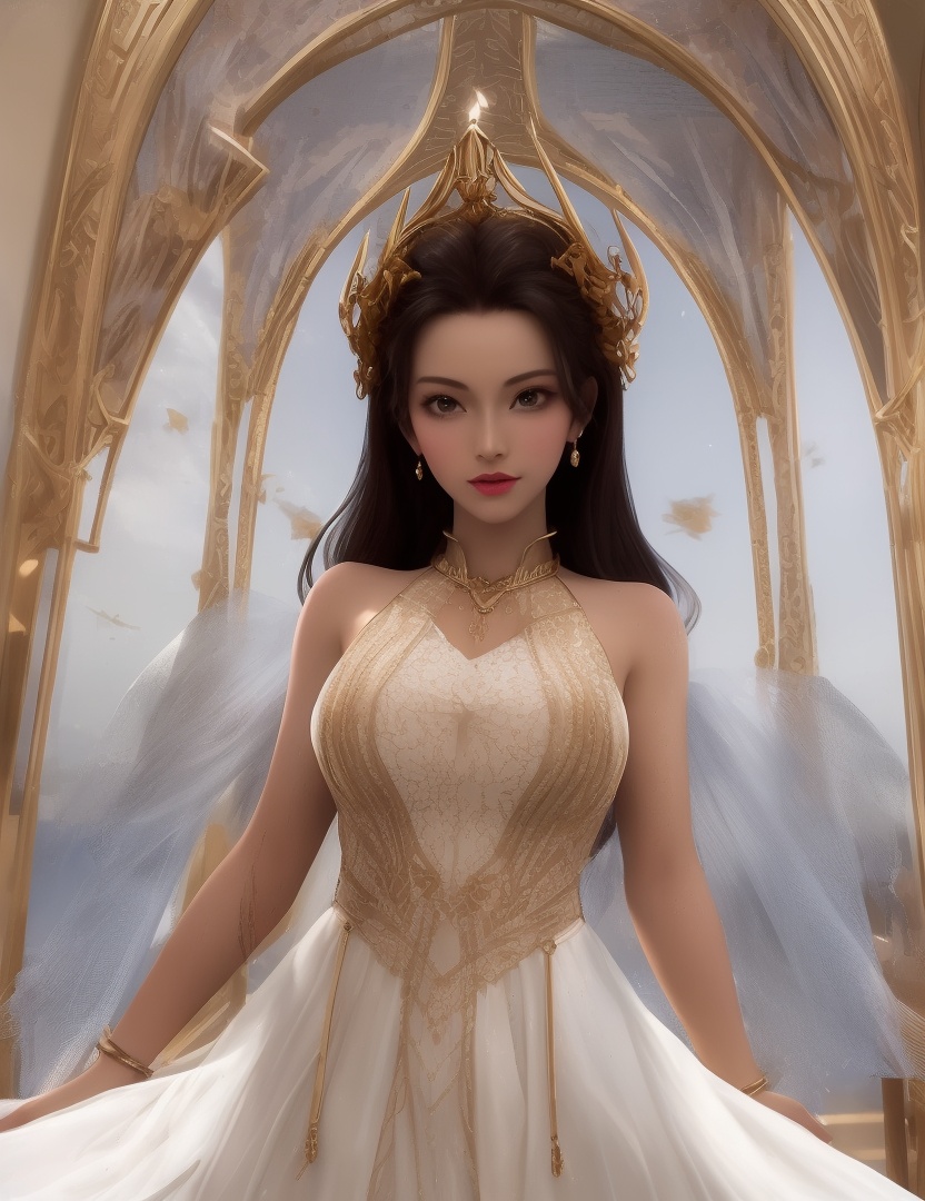 ultra realistic 8k cg, picture-perfect face, flawless, clean, masterpiece, professional artwork, famous artwork, cinematic lighting, cinematic bloom, perfect face, beautiful face, beautiful eyes, ((perfect female body, narrow waist)), red eyes, gorgeous queen, royal, divine, goddess, godlike, (royal palace), fantasy, dreamlike, unreal, science fiction, , beautiful clothes, lace, lace trim, lace-trimmed legwear, nsfw, breasts out,  (rich:1.4), prestige, luxury, jewelry, diamond, gold, pearl, gem, sapphire, ruby, emerald, intricate detail, delicate pattern, sexy, charming, alluring, seductive, erotic, enchanting, hair ornament, necklace, earrings, bracelet, armlet, ,(solo:1.5, ) (1girl:1.8),(,gigantic breasts,)<lora:DA_HenRenDaDi:0.5>