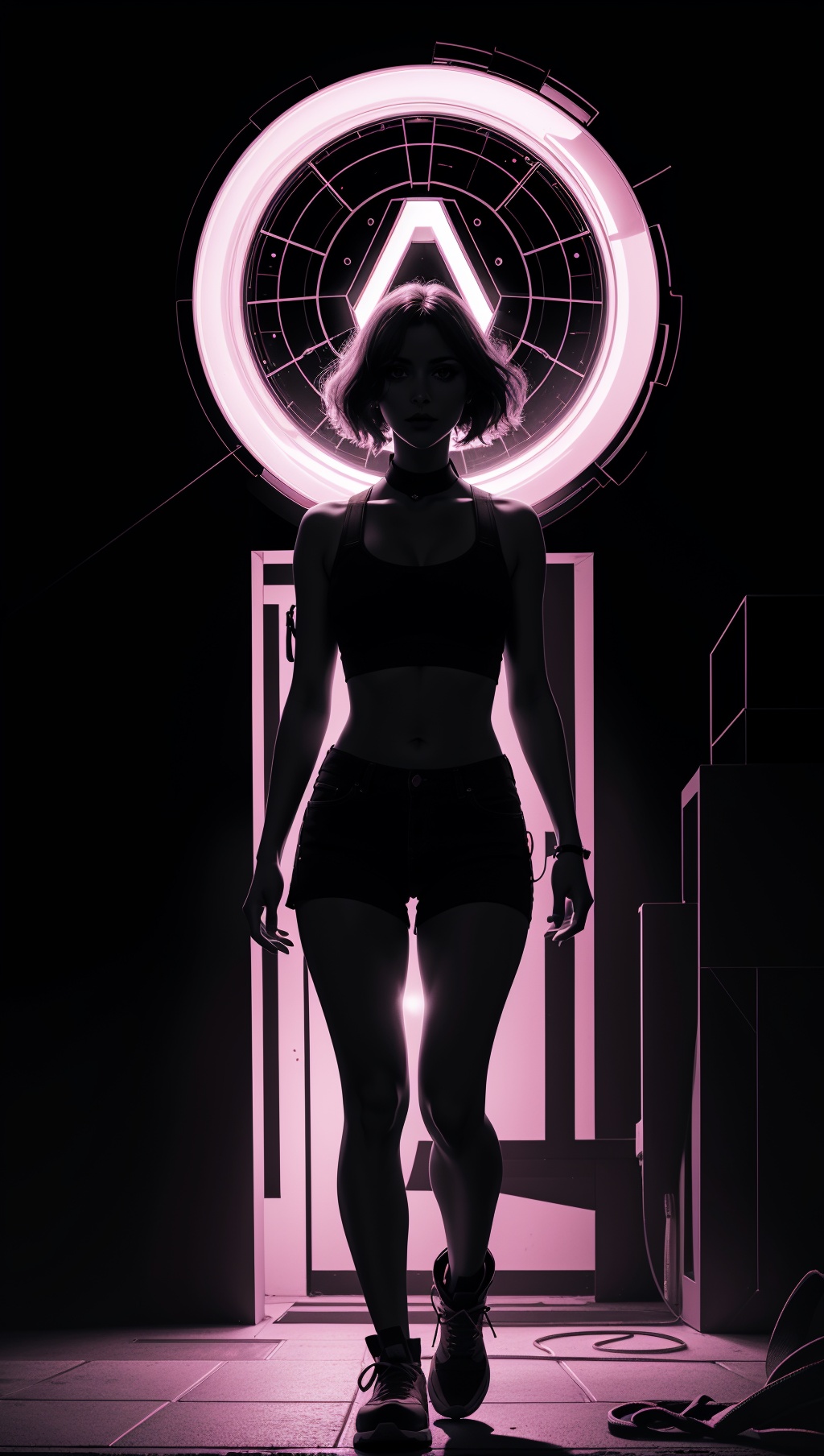woman,  dark background,  blacklight on Tensor.Art