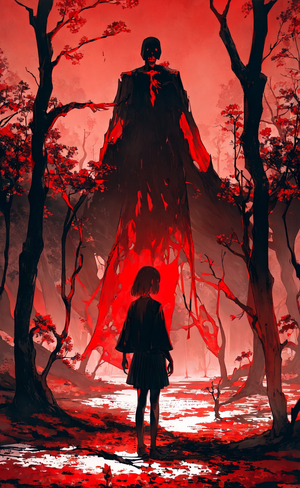 masterpiece,  best quality,  girl standing under the dead tree on Tensor.Art