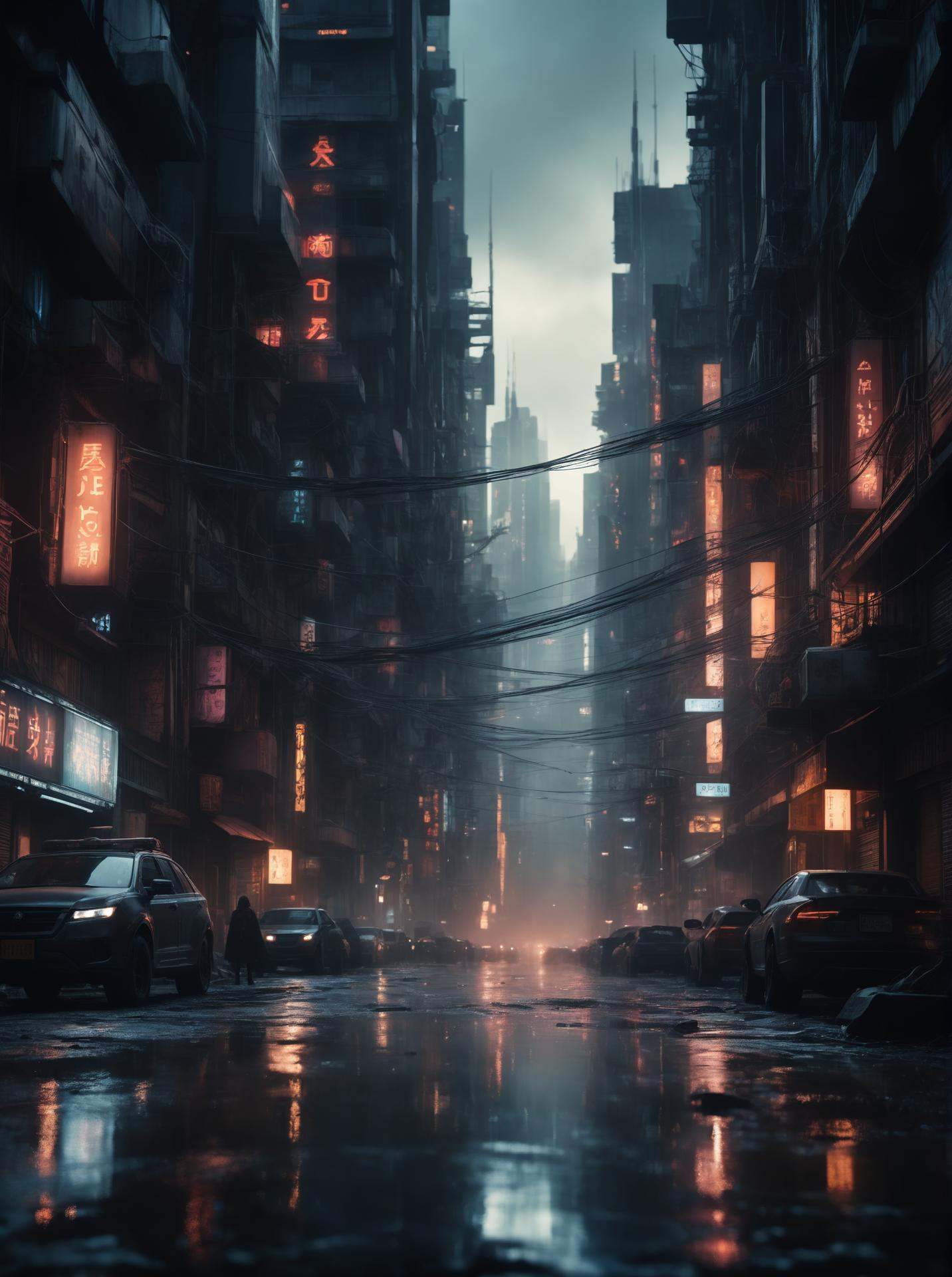 cinematic film still,  a city,  a dystopian future on Tensor.Art