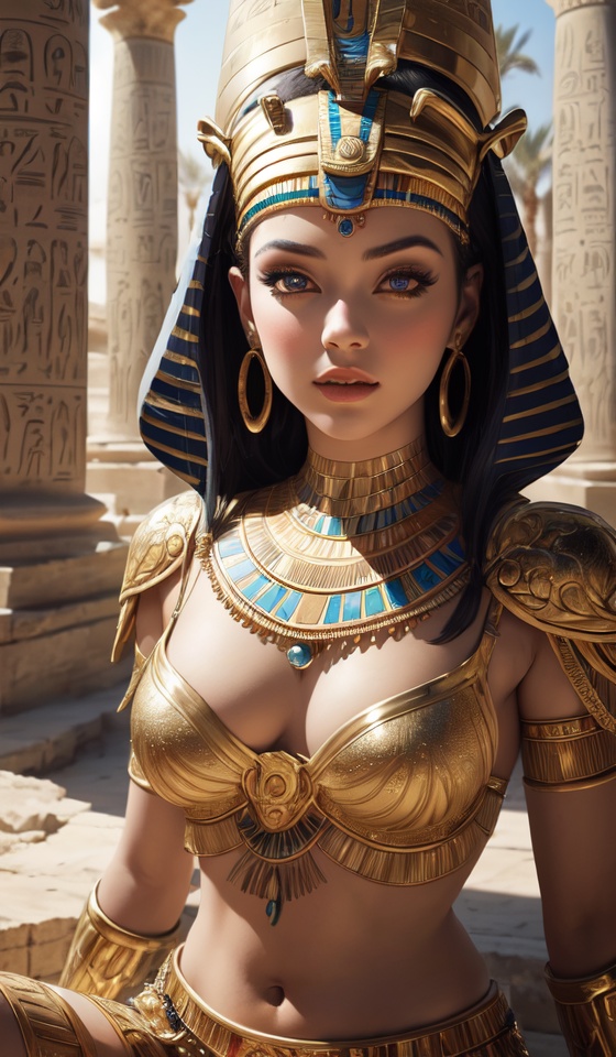 fullbody shot,A stunning intricate full color portrait of young woman as, (the ancient egyptian queen), epic character composition, real, photoshoot, realistic, perspective, luminescent, bright colors, illusion, atmospheric scene, masterpiece, best quality, (detailed beautiful face, detail skin texture, ultra-detailed body:1.1)