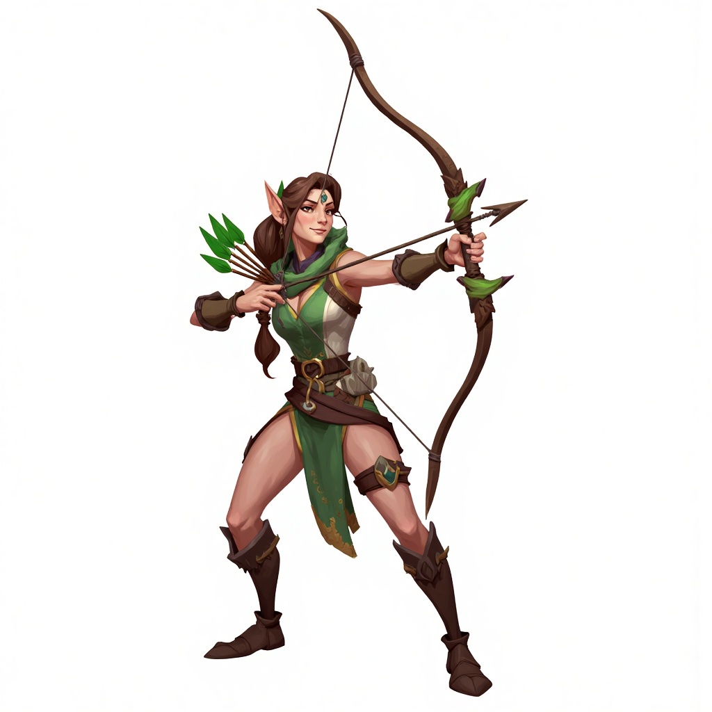 An elf archer,white background.,