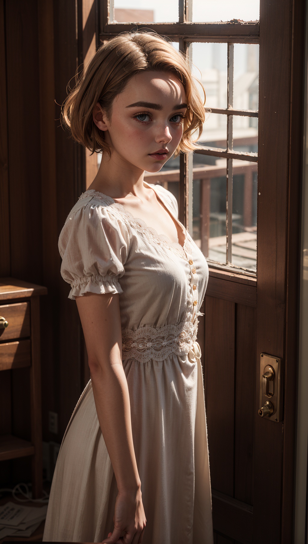 FlorencePugh,  Parisienne dress,  feminine pose on Tensor.Art