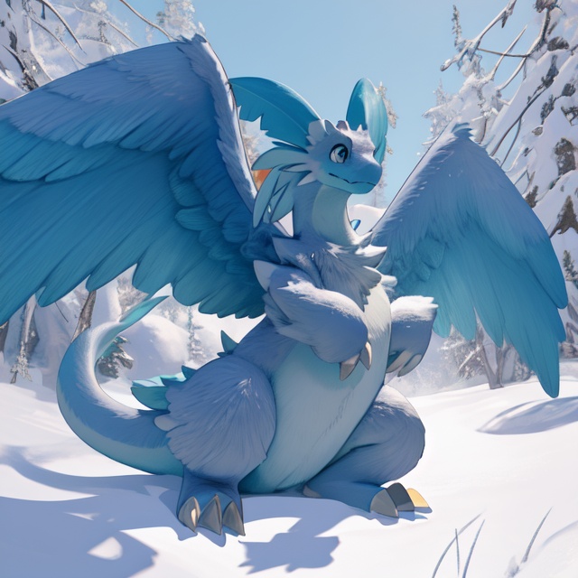 quivern,highres,absurdres,full body,white wings,feathered wings,<lora:quivern:1>,fur,