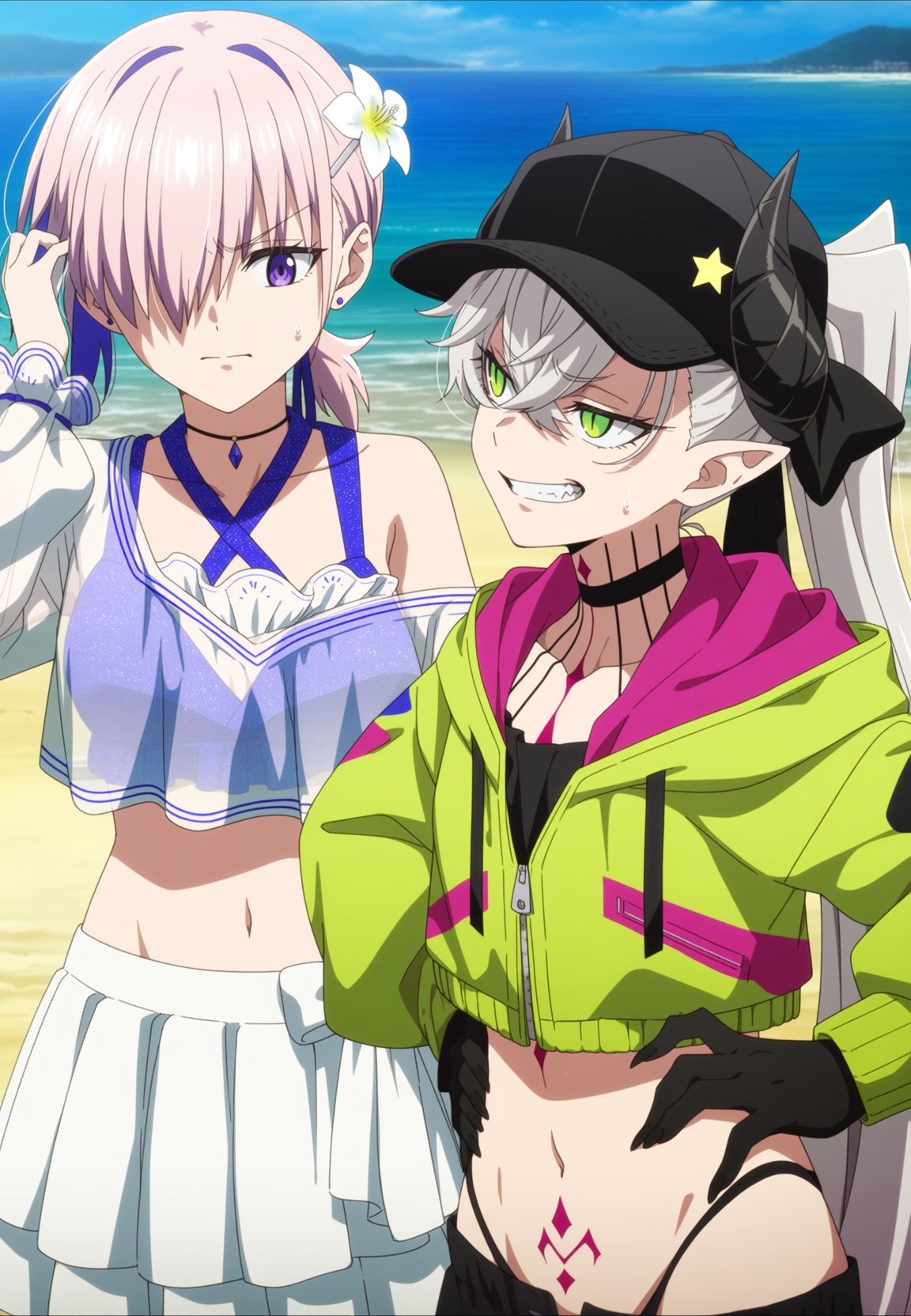2girls,  purple hair,  purple eyes on Tensor.Art