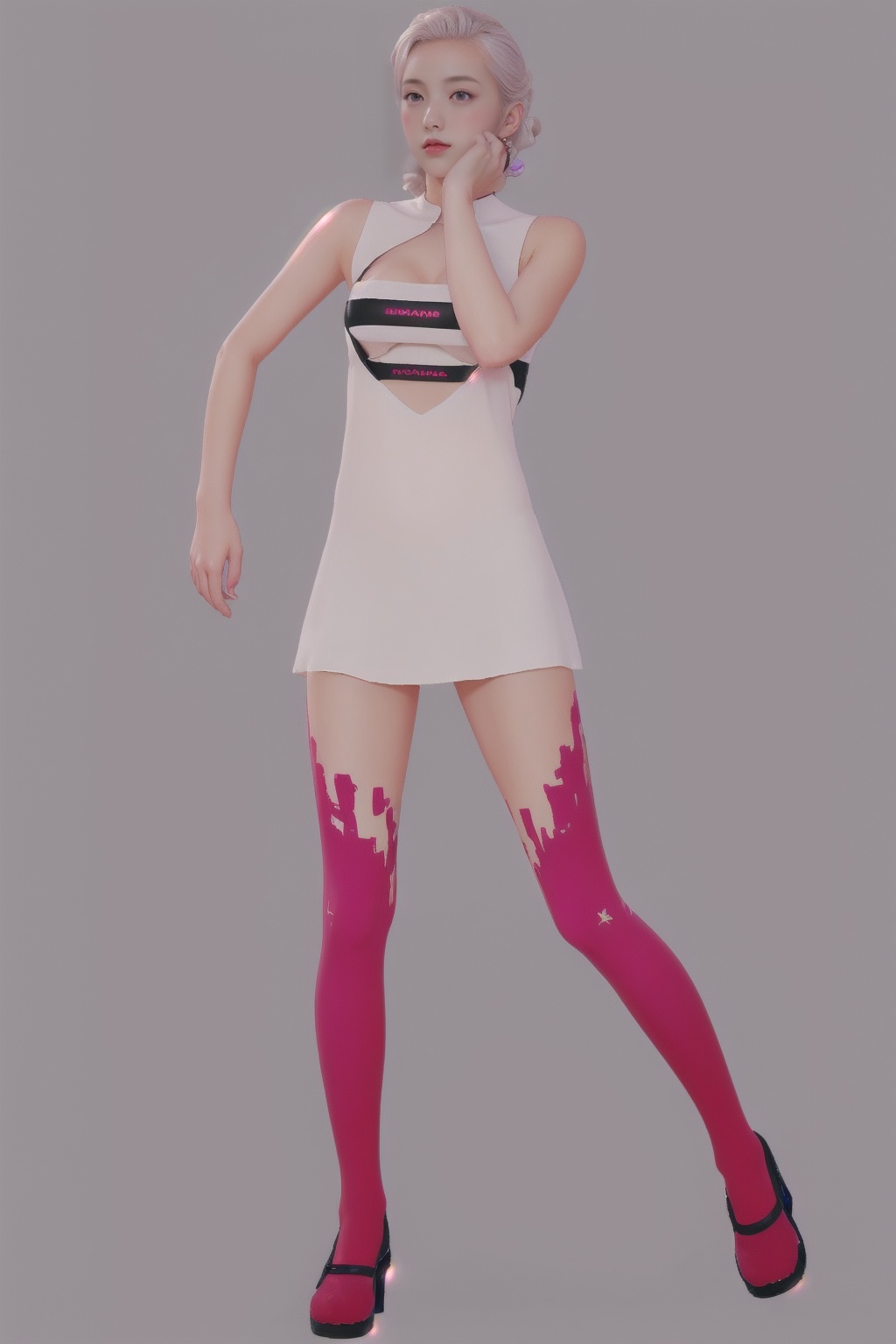 (1girl:1.1),wsfz-044,(solo:1.1),(full body:1.3),realistic,simple background,leaning,