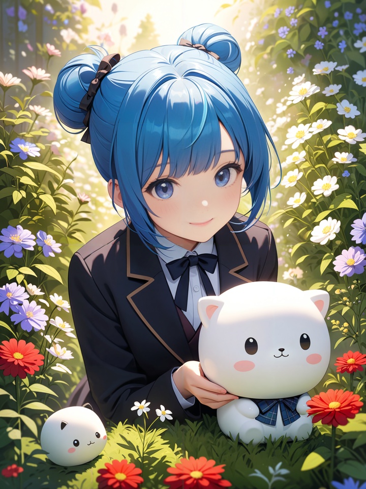 (young girl),  kawaii,  small statue on Tensor.Art