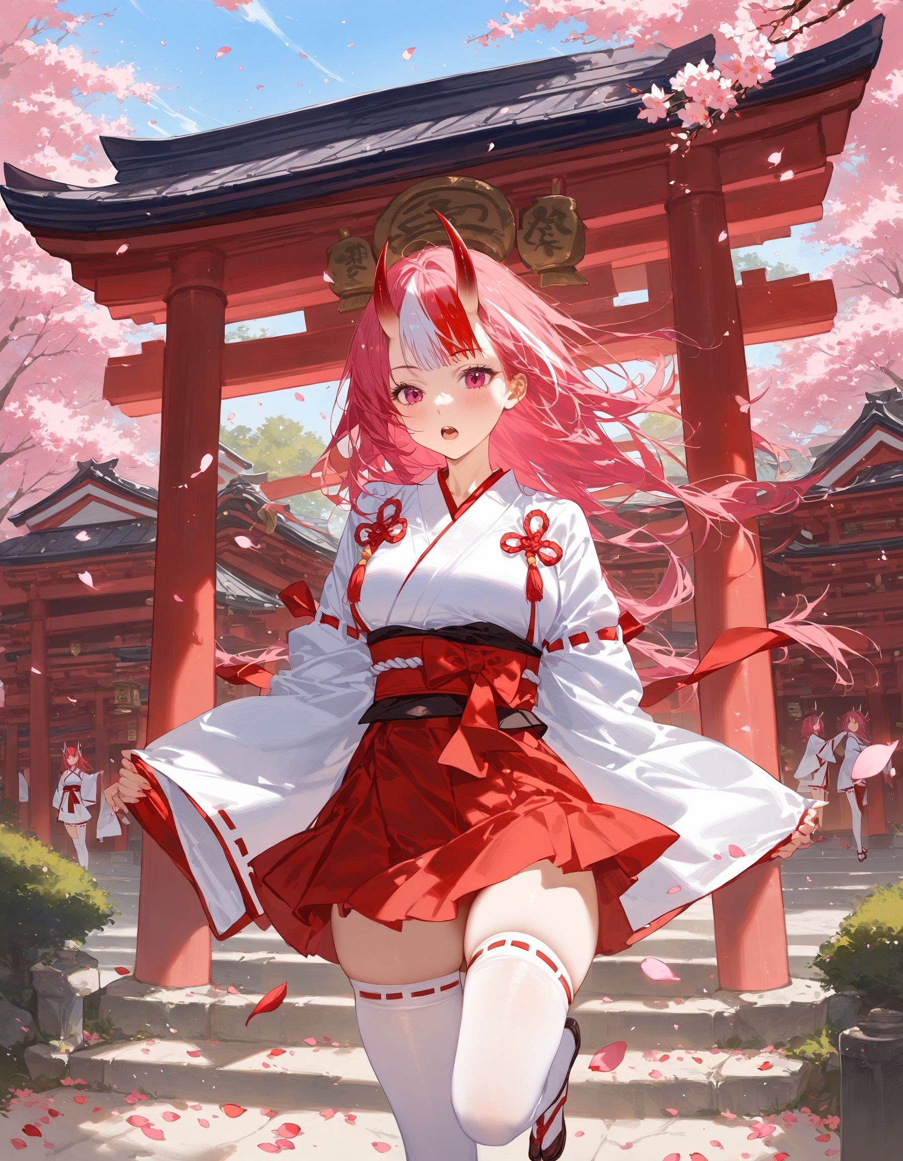 1girl,  oni girl,  red-pink hair on Tensor.Art