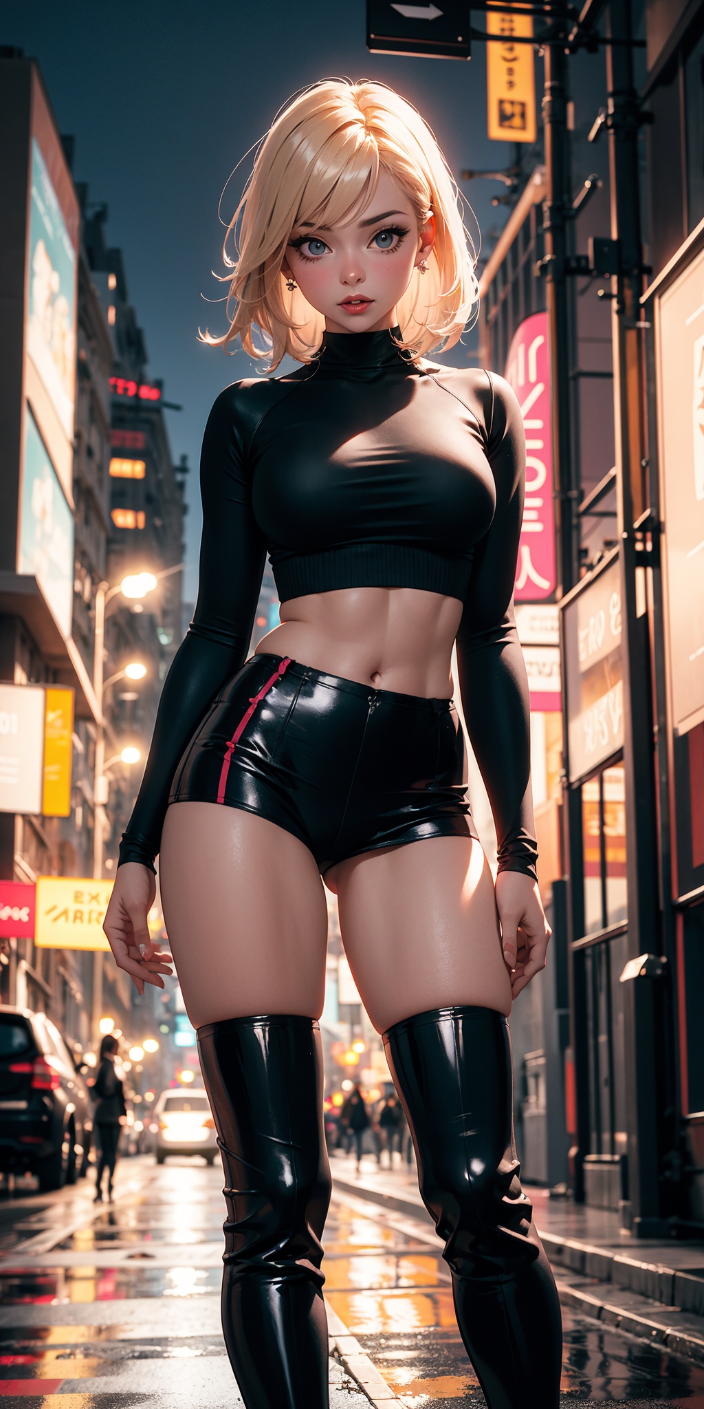 cute girl in thigh boots,  crop top,  panty on Tensor.Art