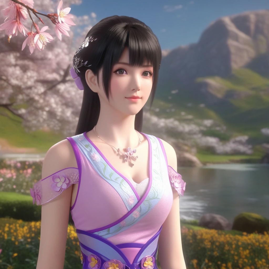 <lora:709-DA-XL-斗破苍穹-小医仙:0.8>(,1girl, ,best quality, ),looking at viewer,  ,ultra detailed background,ultra detailed background,ultra realistic 8k cg,, ,masterpiece, (( , )),, ,   ,   cure blossom,  ,,  (cleavage), (), ,, 