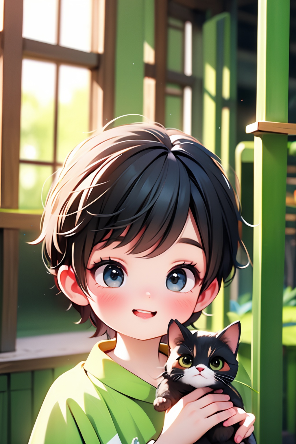 (1boy:1.2),cat,(indoor:1.2),