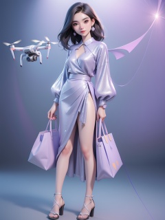 breathtaking Lomography Lady Grey 400, DJI Mavic Air 2 with Built-in 24mm f/2.8 (drone camera), Silk wrap blouse, sequin skirt, embellished sandals, designer tote, purple . award-winning, professional, highly detailed