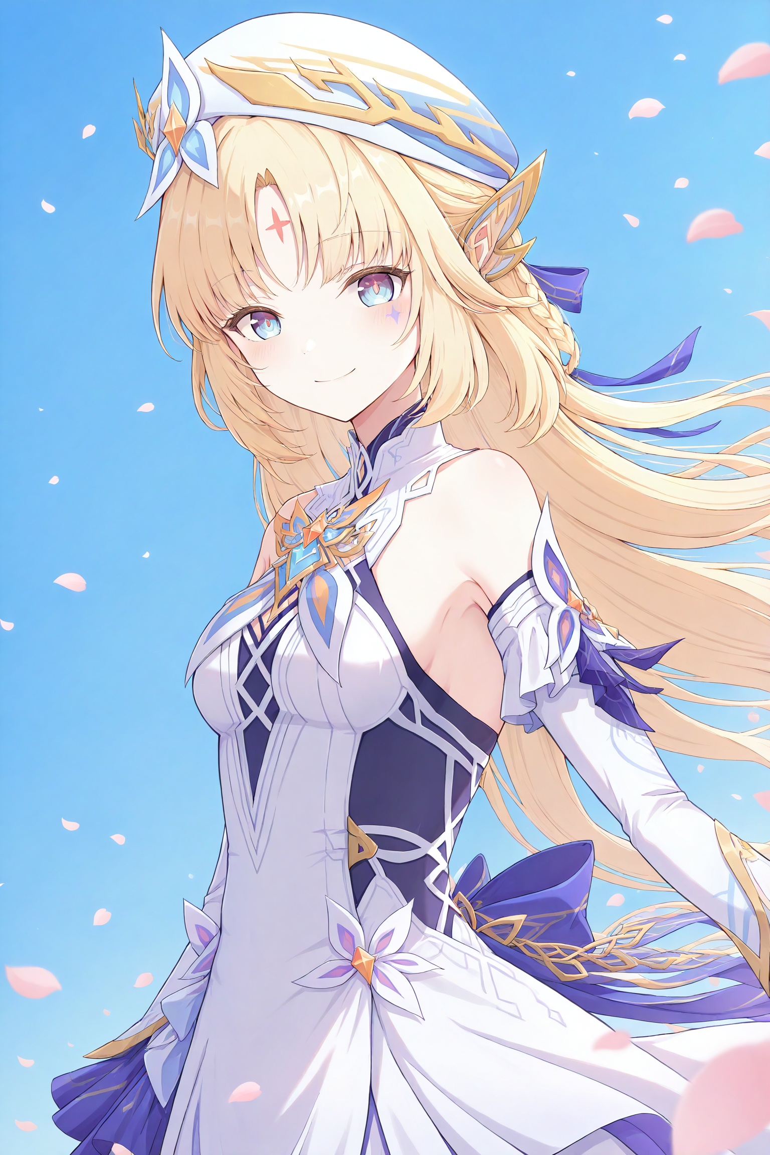 <lora:Nioh_v2:1>,Nioh,1girl,solo,looking at viewer,upper_body,smile,smile,dress,bare shoulders,detached sleeves,day,blue sky,petals,score_9,score_8_up,score_7_up,score_6_up,score_5_up,score_4_up,just describe what you want,tag1,tag2,