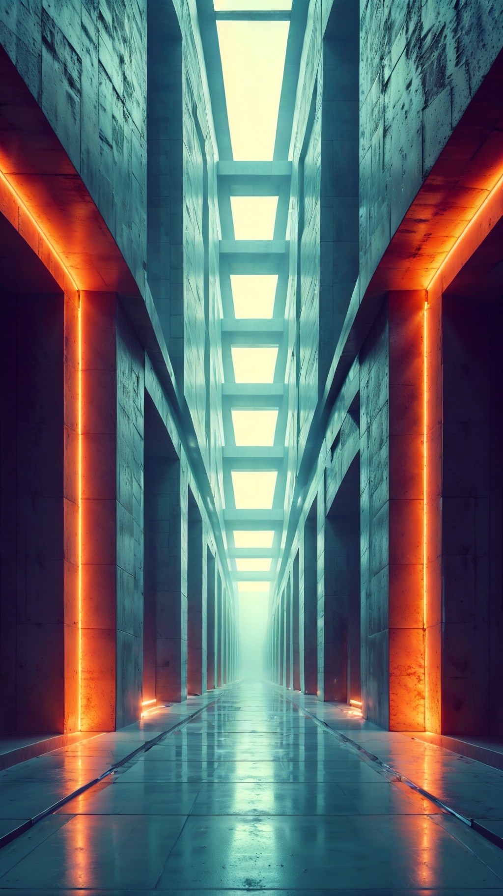 a long corridor with red neon lights,WLJZ 