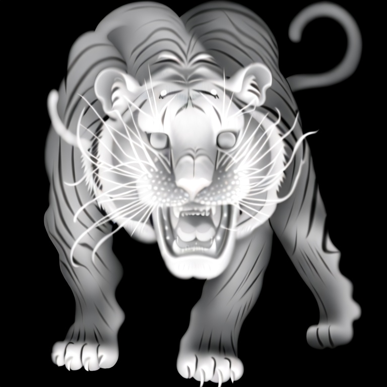 greyscale,  solo,  tiger by 无边落木 on Tensor.Art