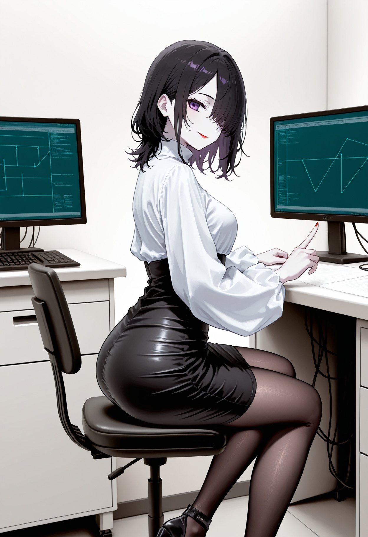 1girl,  black hair,  pale skin on Tensor.Art