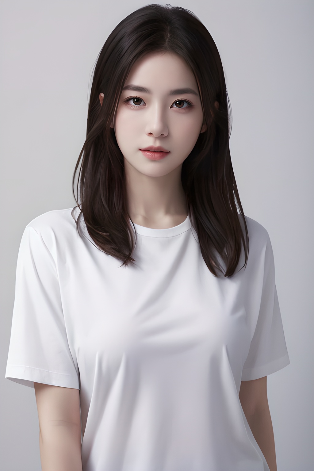 <lora:0809_01:0.7>,simple background,white_shirt,, 1girl,realistic,masterpiece, best quality, photorealistic, HDR,detail