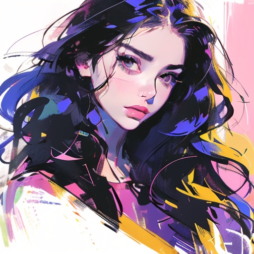 Smear effect, long-haired girl