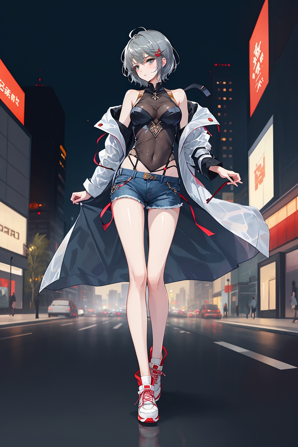 1girl,  short hair,  short jeans on Tensor.Art