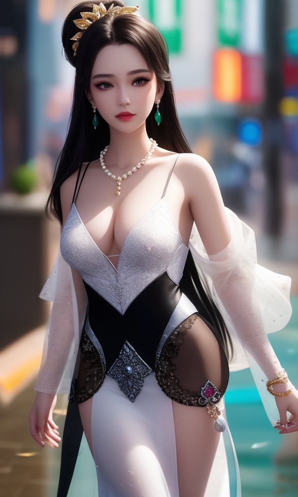 (,1girl, ,best quality, ),looking at viewer, <lora:411-DA-太一剑仙传-季师师:0.8> ,ultra detailed background,ultra detailed background,ultra realistic 8k cg,, ,masterpiece,((((1girl, solo,  , solo focus, ,walking on liquid, ))))    (cleavage), (), ,ultra realistic 8k cg,   clean, masterpiece,     cinematic lighting, cinematic bloom, , (( , )),,  , unreal, science fiction, luxury, jewelry, diamond, gold, pearl, gem, sapphire, ruby, emerald, intricate detail, delicate pattern, charming, alluring, seductive, erotic, enchanting, hair ornament, necklace, earrings, bracelet, armlet,, blurry, depth_of_field, blurry_background, 1girl, blurry_foreground, black_hair, mole, solo, lips, motion_blur, nose, makeup,