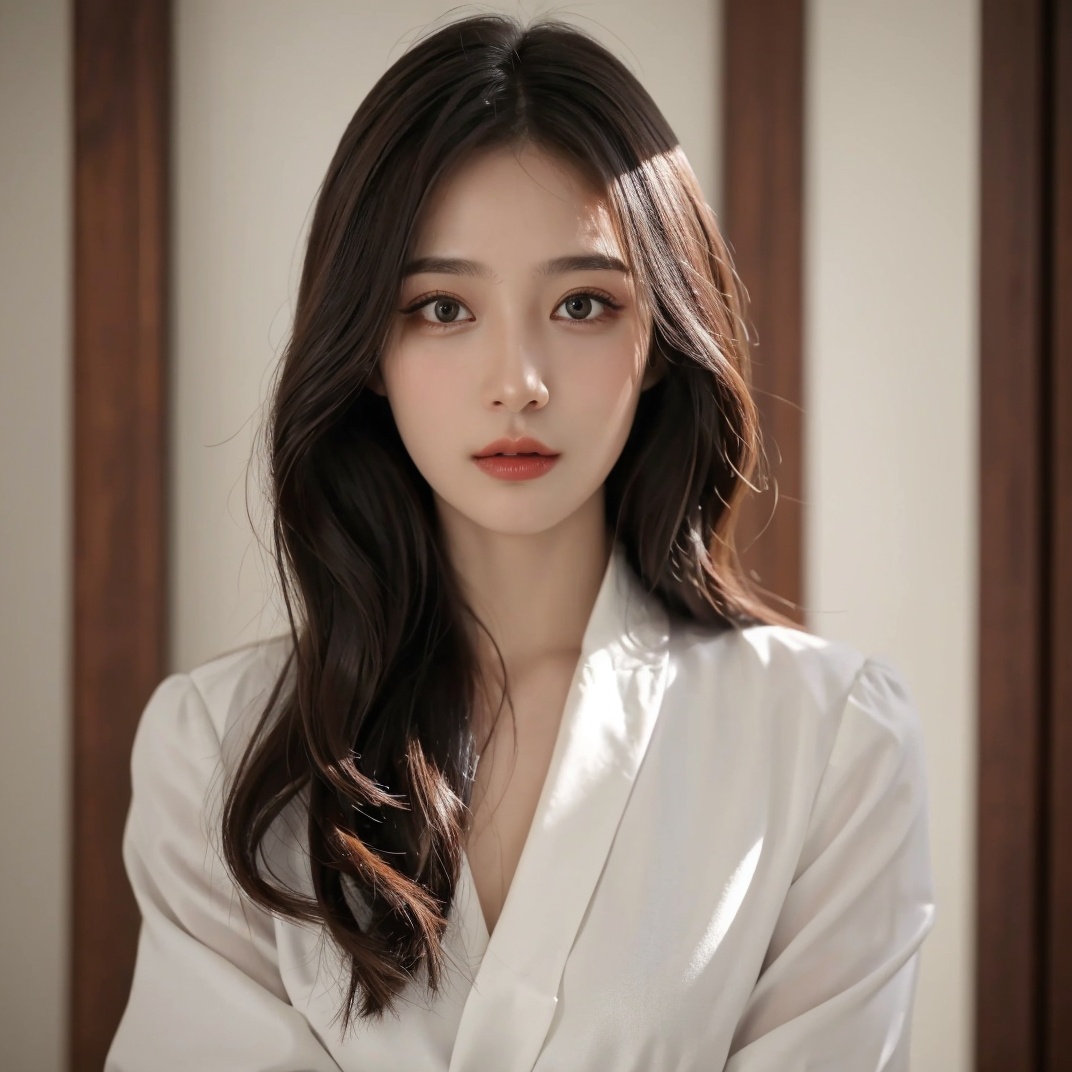 Best Quality,Masterpiece:1.4),(Realism:1.2),(Realisitc:1.2),4K,(photorealistic:1.3),1girl,face,long hair,(front view:1.2),(eye-contact:1.4),<lora:YG真实亚洲美女脸:0.7>,