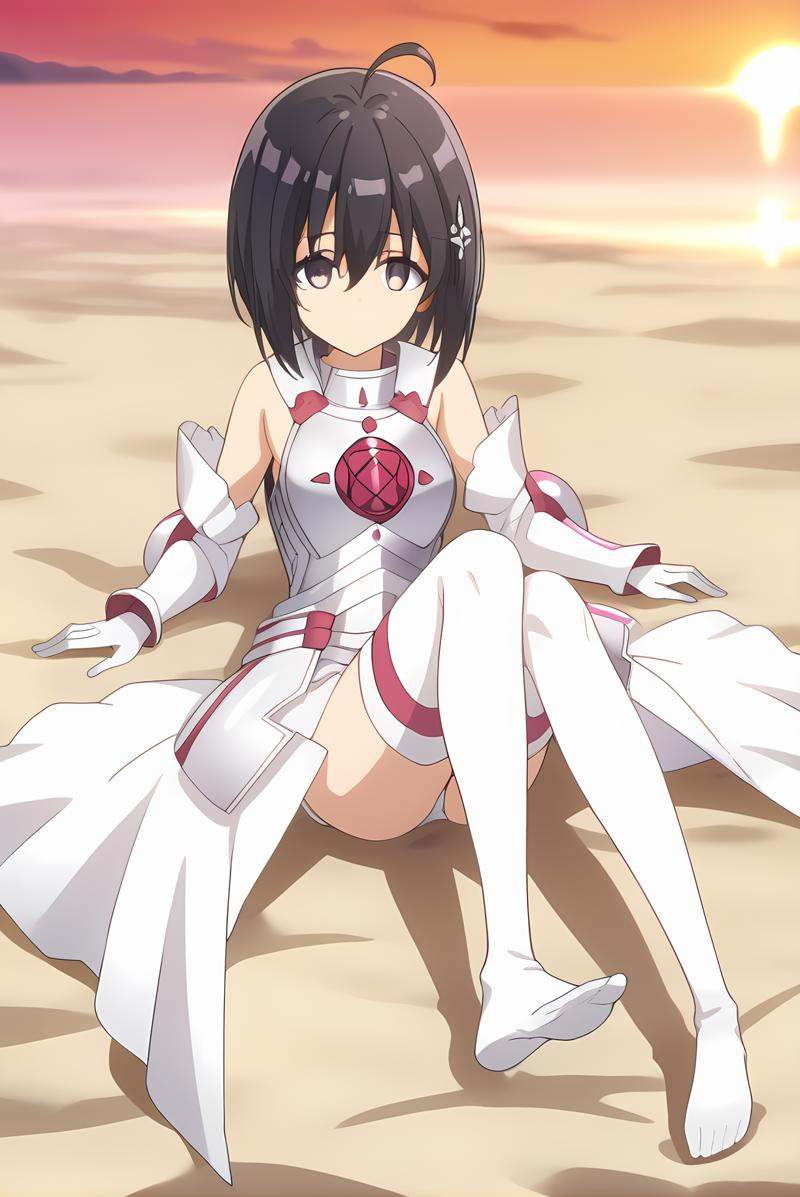 (white armor white gloves white sleeves white thighhighs),  bof-maple,  black hair on Tensor.Art