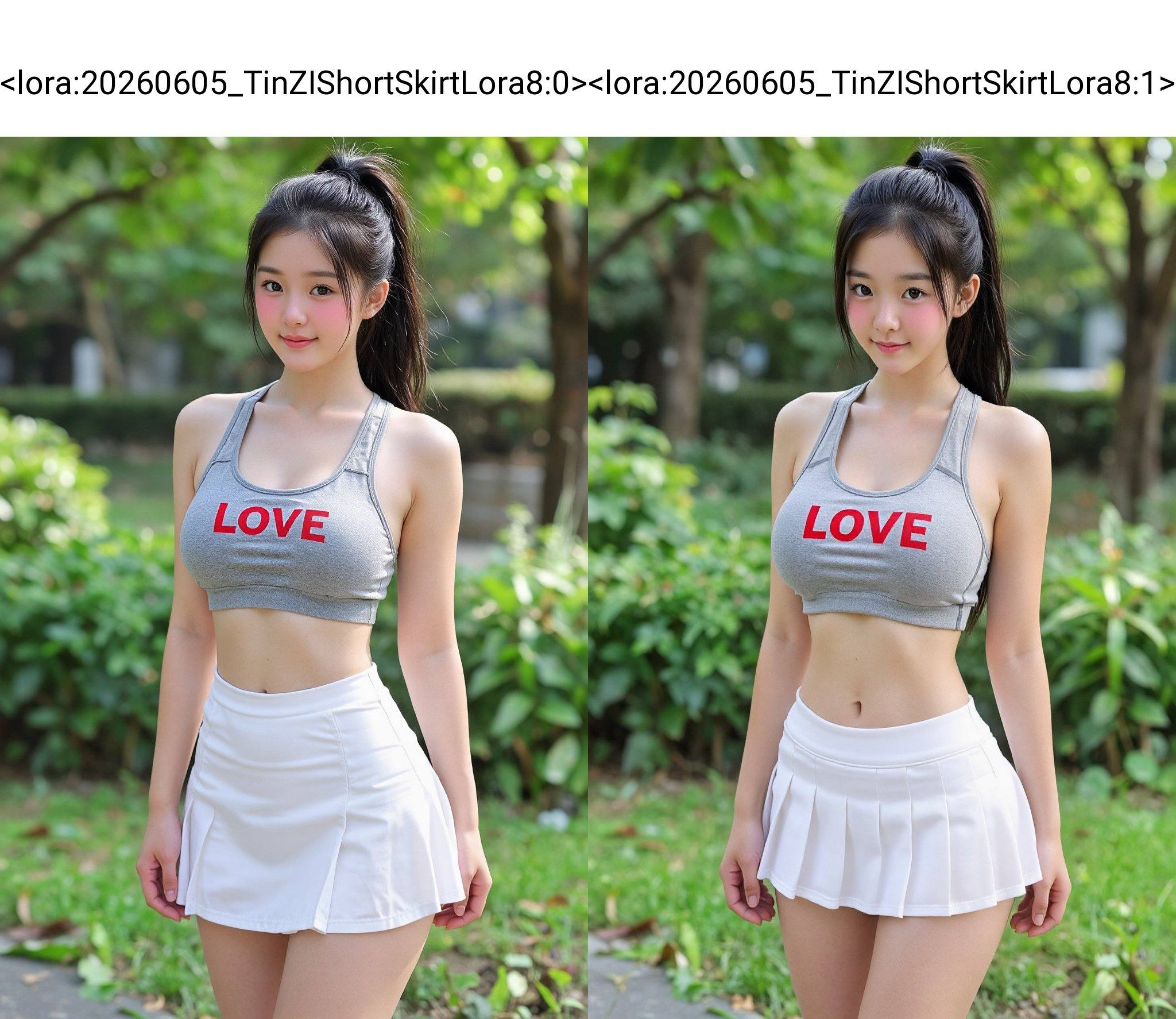 ultra mini short skirt,  A young Asian woman,  estimated age range of early to mid-twenties by 天TIN on Tensor.Art