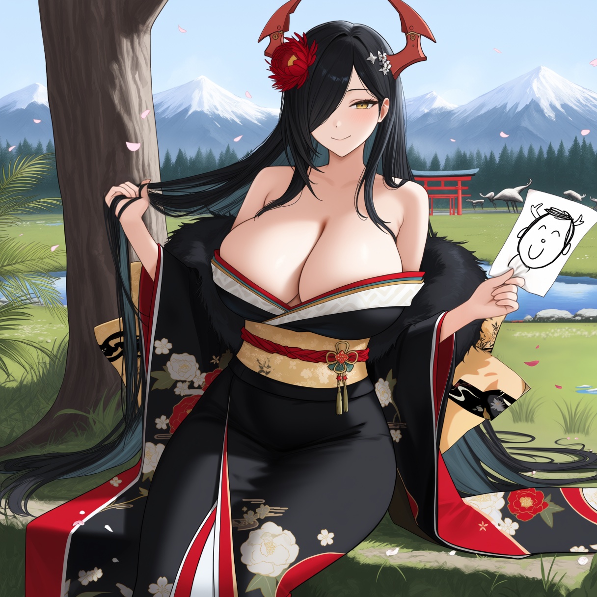 she holds a piece of paper in her hand that has i am hungry on it. masterpiece,  best quality,  1girl on Tensor.Art