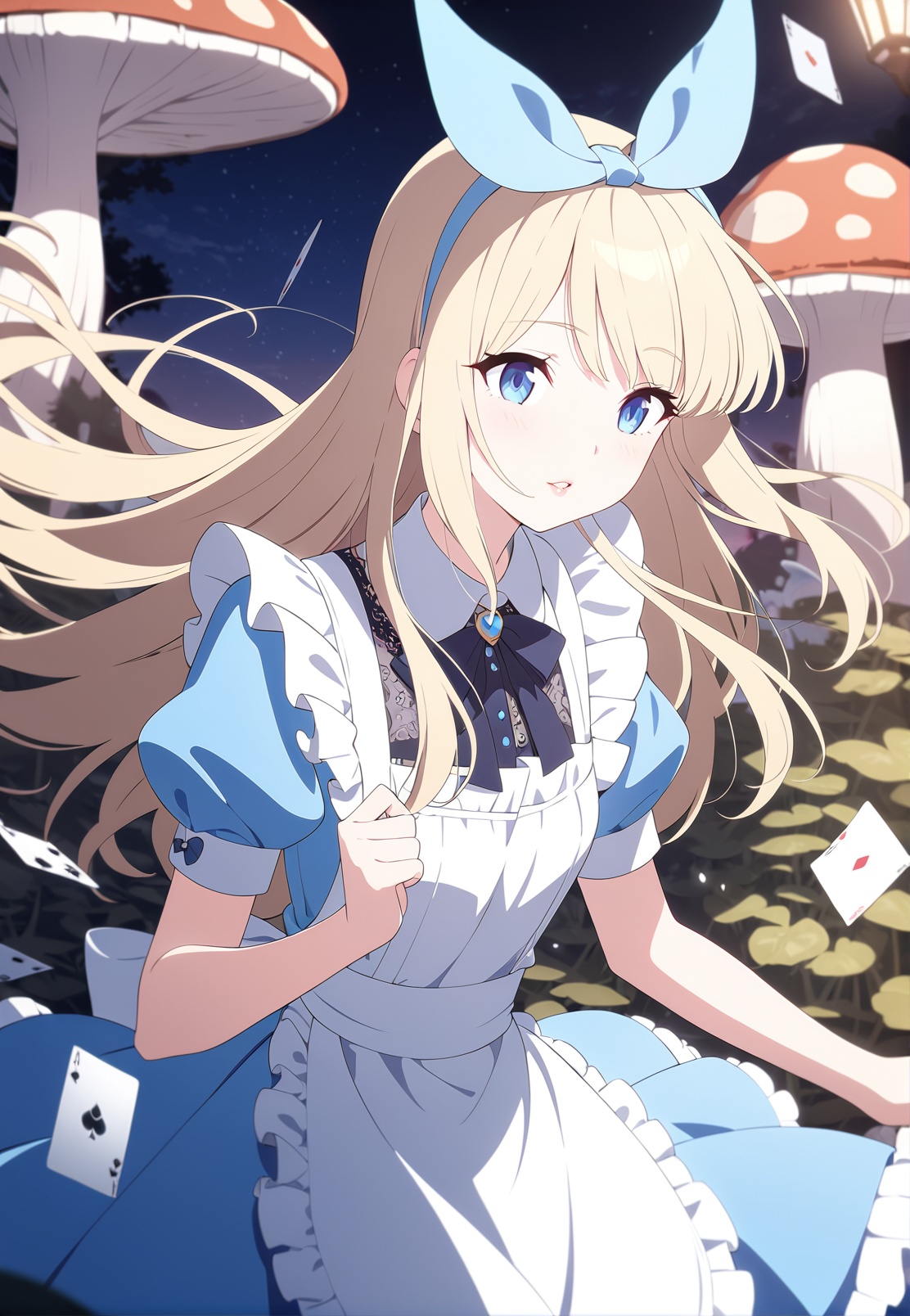 A cute,  anime-style girl inspired by Alice in Wonderland,  with long on Tensor.Art