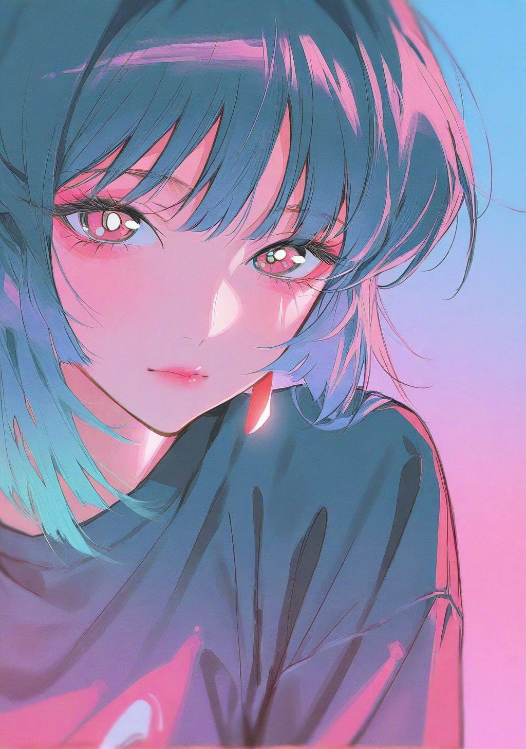 vaporwave,  gradient background,  lipstick on Tensor.Art