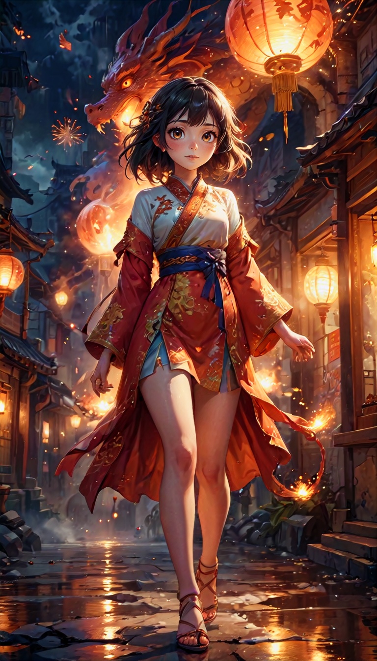 a cute korean large-eyed girl,  slight smile,  long wavy hair on Tensor.Art