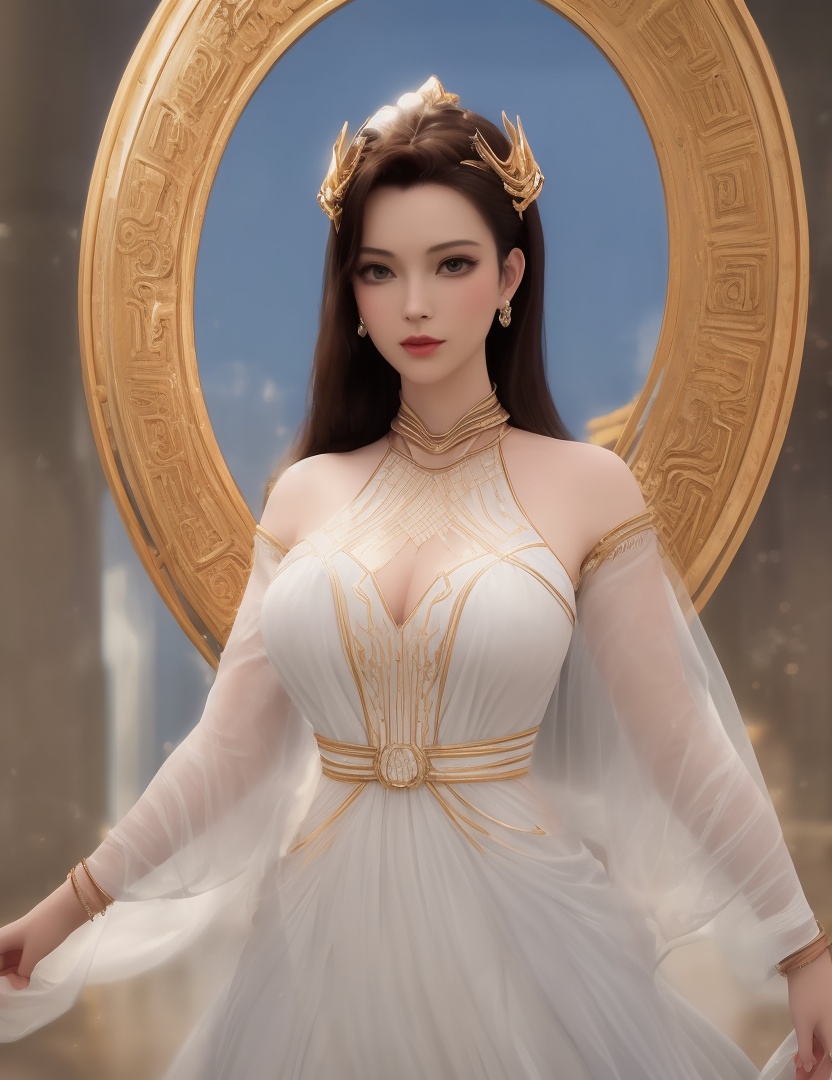 ultra realistic 8k cg, picture-perfect face, flawless, clean, masterpiece, professional artwork, famous artwork, cinematic lighting, cinematic bloom, perfect face, beautiful face, beautiful eyes, ((perfect female body, narrow waist)), red eyes, gorgeous queen, royal, divine, goddess, godlike, (royal palace), fantasy, dreamlike, unreal, science fiction, , beautiful clothes, lace, lace trim, lace-trimmed legwear, nsfw, breasts out,  (rich:1.4), prestige, luxury, jewelry, diamond, gold, pearl, gem, sapphire, ruby, emerald, intricate detail, delicate pattern, sexy, charming, alluring, seductive, erotic, enchanting, hair ornament, necklace, earrings, bracelet, armlet, ,(solo:1.5, ) (1girl:1.8),(,gigantic breasts,)<lora:DA_HenRenDaDi:0.5>