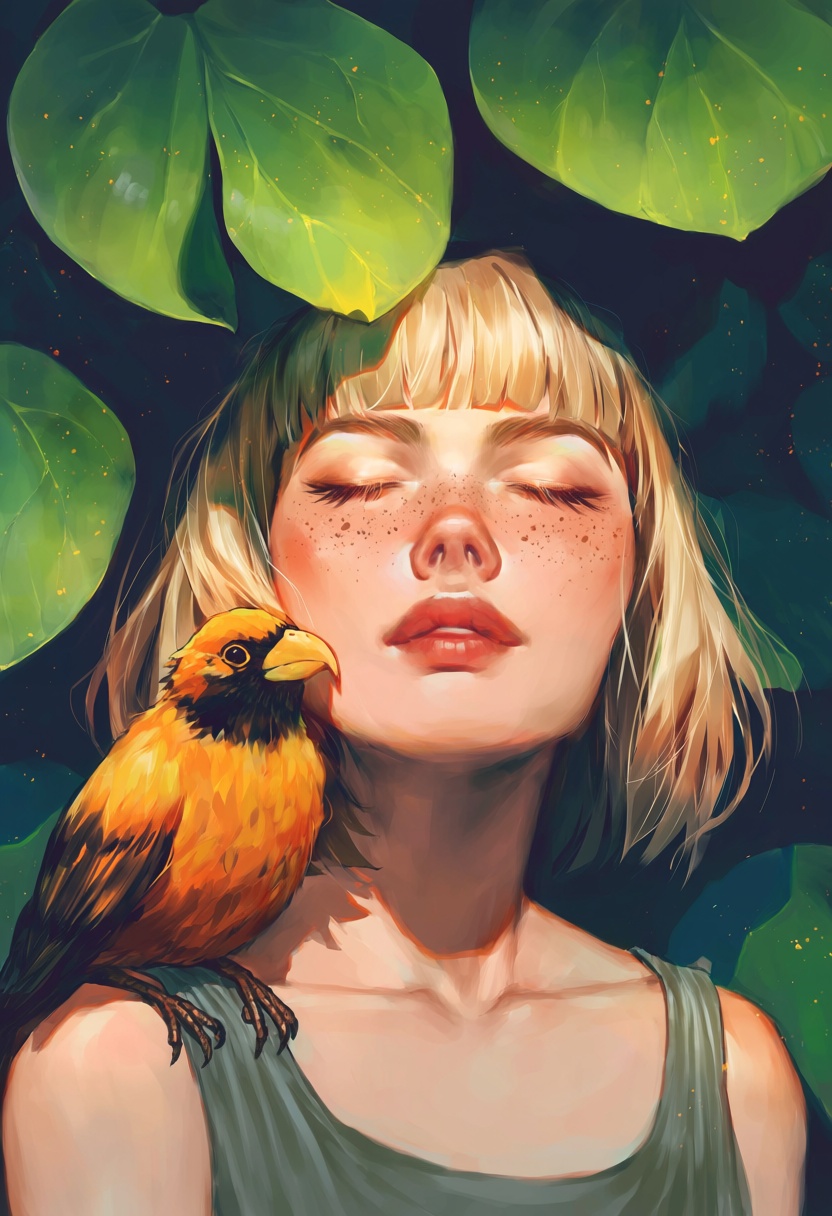 1girl,  freckles,  closed eyes on Tensor.Art