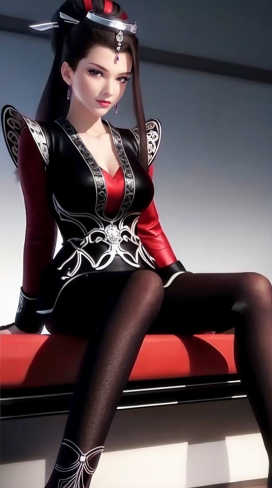 A girl/(30 years old)/,  sitting in the bed,  black torn stockings on Tensor.Art