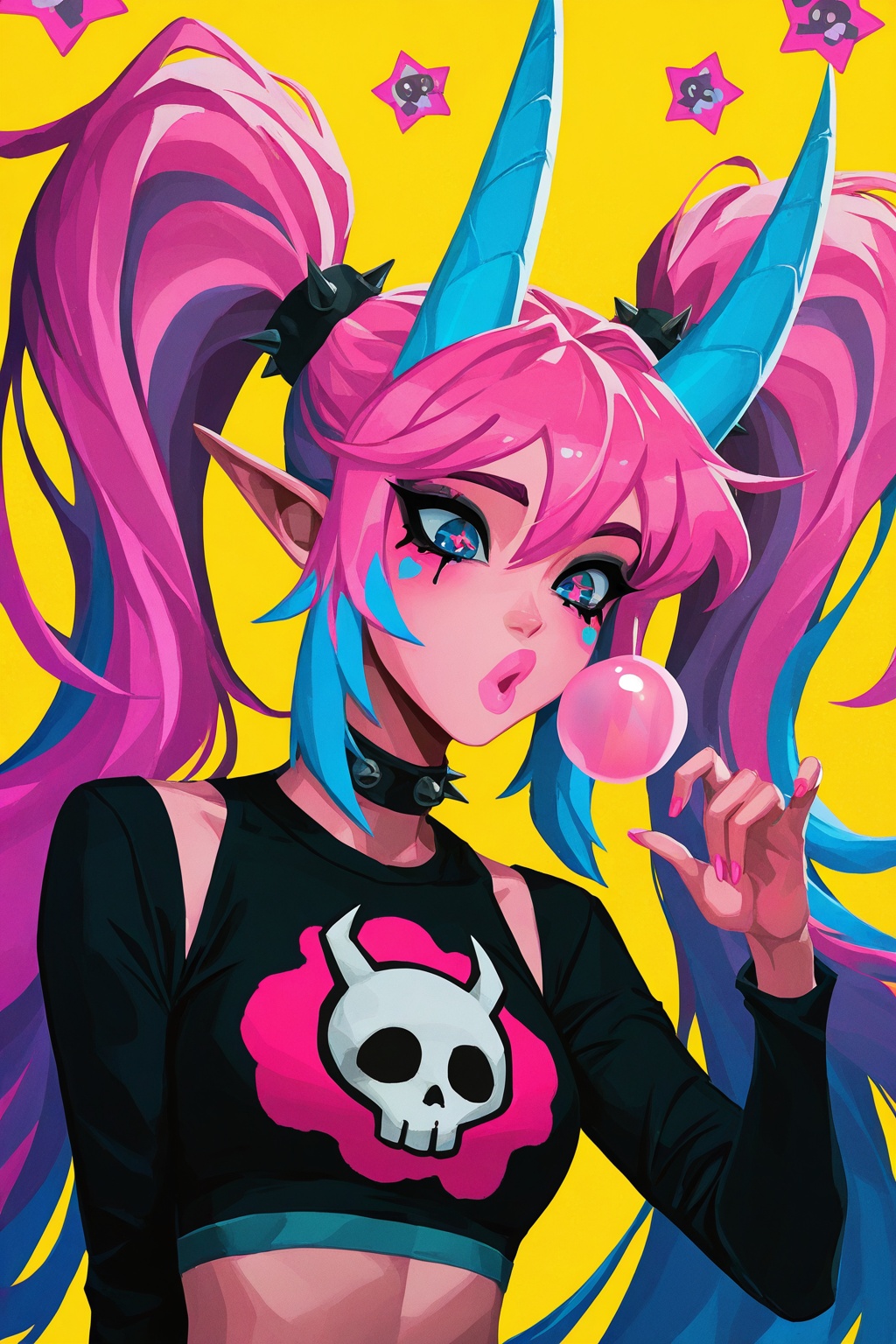 le09,  1girl,  bright bubblegum pink hair in twin tails on Tensor.Art