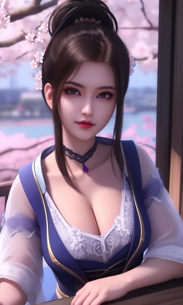 (,1girl, ,best quality, ),looking at viewer, <lora:432-DA-少年歌行-陈飞瑶:0.8> ,, ,masterpiece, (( , )),ultra realistic 8k cg, ,    ,cleavage,perfect cherry blossom, ,lace , (cleavage), (),