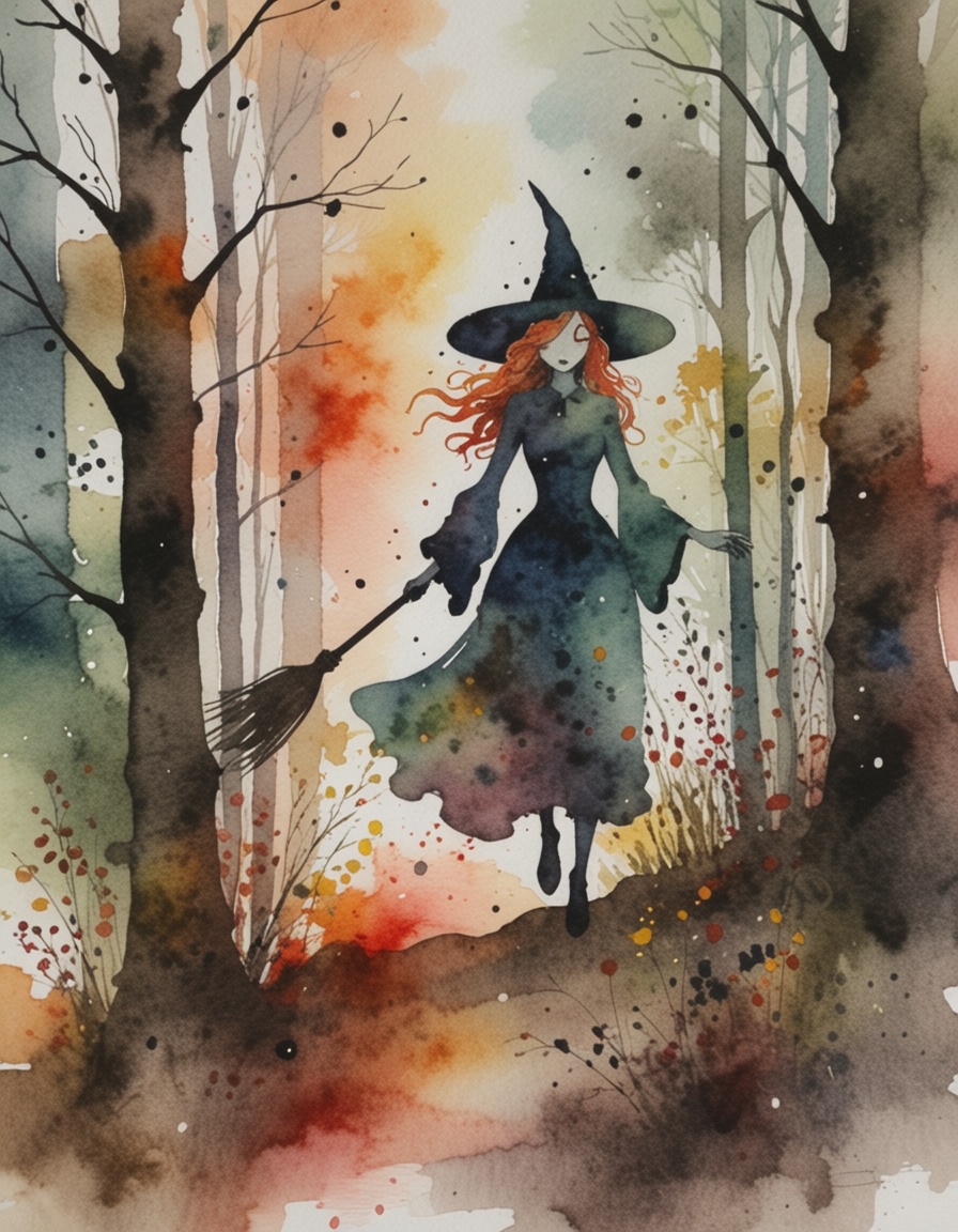 ehwatercolor,  witch in the woods on Tensor.Art