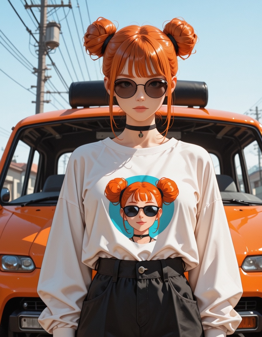 sunglasses,  straight-on,  black choker on Tensor.Art