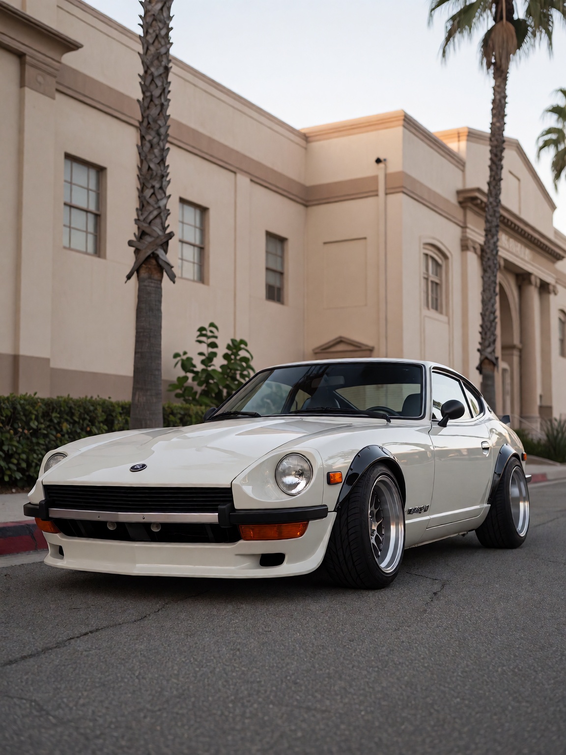 A US-spec Fairlady Z 240Z,  left-hand drive,  off-white on Tensor.Art