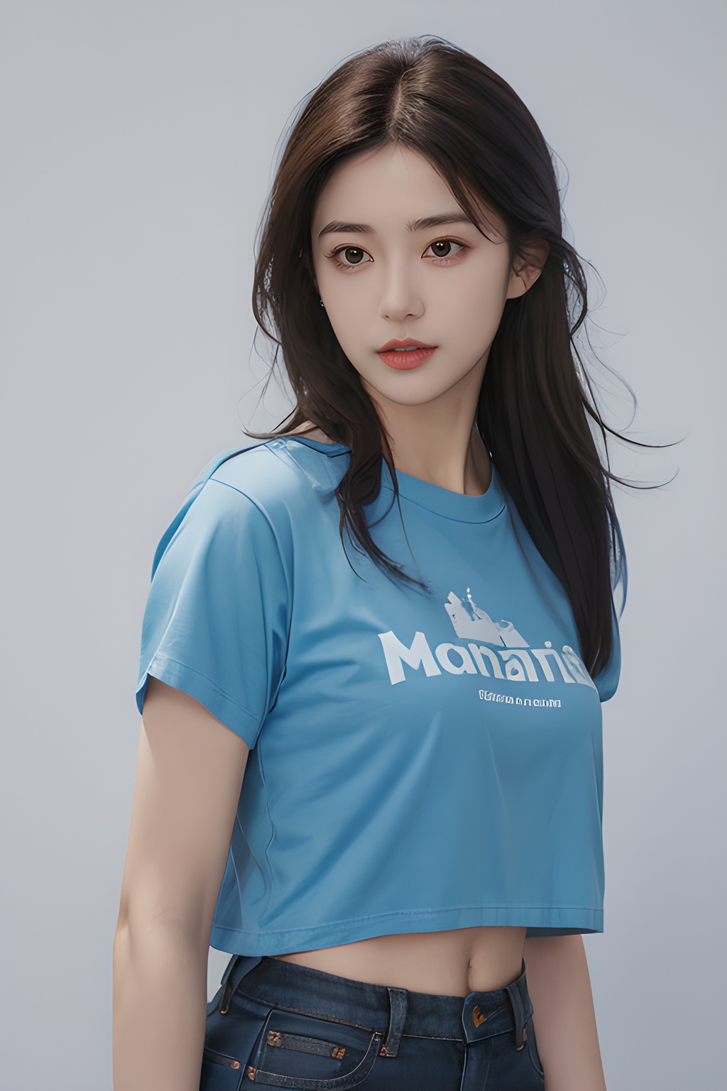 <lora:0808_07:0.7>,simple background,casual T-shirts,, 1girl,realistic,masterpiece, best quality, photorealistic, HDR,detail