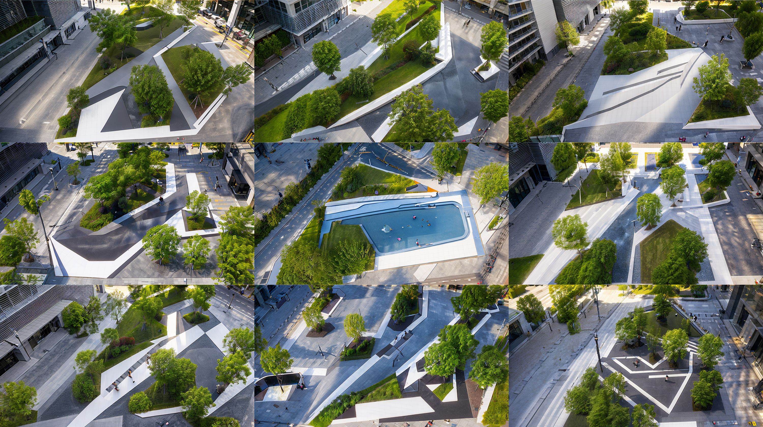 realistic,<lora:折线景观:0.9>,human viewpoint,perspective,park,commercial street,low point perspective,