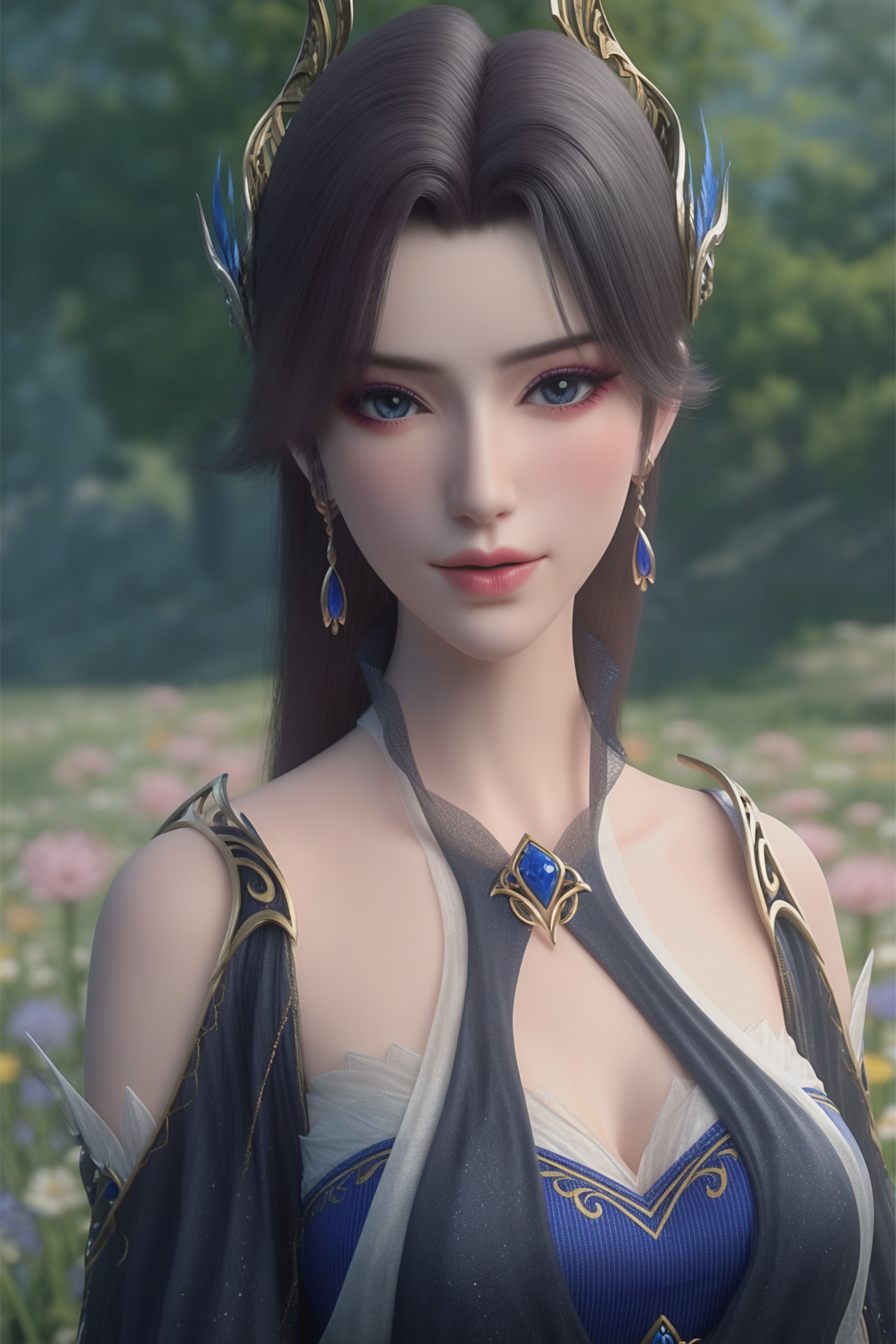 caoying,<lora:caoyingXL:0.8>,score_9,score_8_up,score_7_up,32K UHD,8k,4k,best quality,extremely detailed cg 8k wallpaper,ultra-detailed,masterpiece,sharp focus,unconventional supreme masterpiece,masterful details,temperate atmosphere,with a high-end texture,luxurious sharp focus,intense,dynamic cinematic color,located artistic,Fashion and art,elegant and sophisticated,innovative use of light and shadow,decorative,allegorical,symbolic,with a high-end texture,low saturations,dim lighting,1girl,solo,medium breasts,looking at viewer,cleavage,petals,outdoors,flower field,detailed face,focus on face,(female_orgasm:1.2),light_blush,