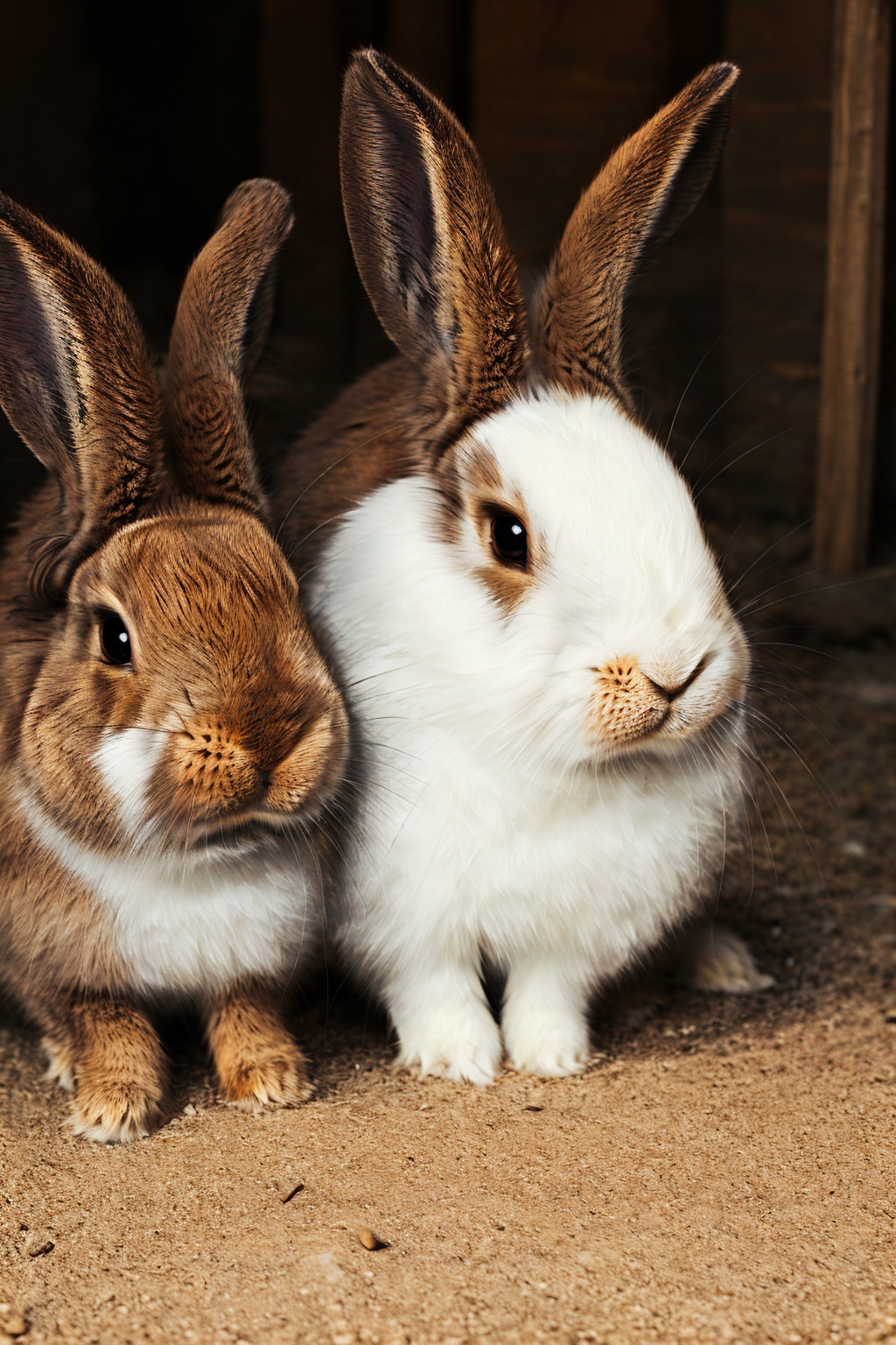 <lora:tutututu_20240119010100-000008:0.8>,brown rabbits,soft light,Three rabbits,lined up,tutututu,animal portrait,close-up,furry,long ears,masterpiece,best quality,
